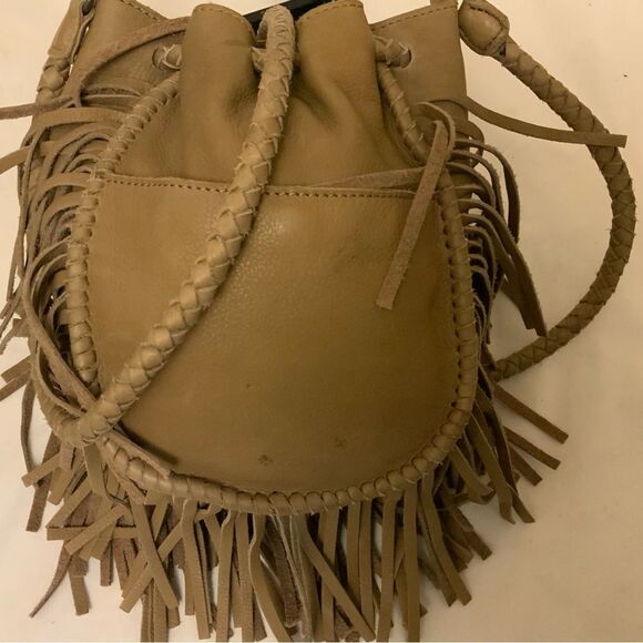 Cut N' Paste Women Gray Leather Drawstring braided fringes strap bag - Picture 7 of 10